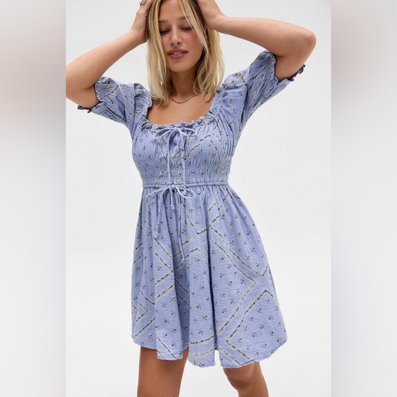 Kimchi Blue Sofia Smocked Tie-Front Bow Mini Dress - Picture 6 of 10